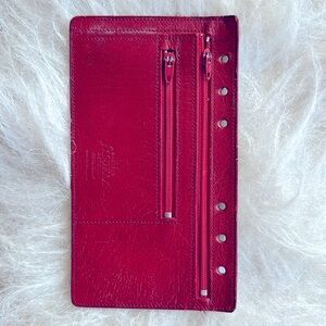 Red leather Filofax insert 6”x4” 6 punched holes for Filofax